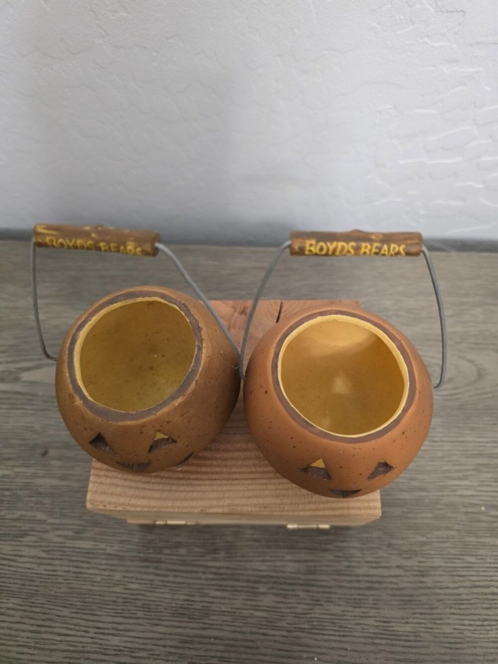 Vintage Boyds Bears Mini Halloween Jack-O-Lantern Pail Buckets Set/2 - Picture 7 of 13